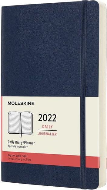 Moleskine Diář 2022 denní měkký modrý L - obrázek 1