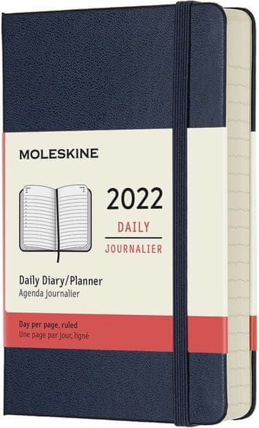 Moleskine Diář 2022 denní tvrdý modrý S - obrázek 1