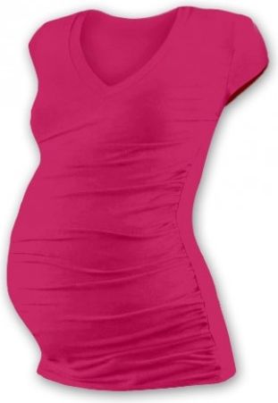 Těh. tričko MINI rukáv s výstřihem do V - sytě růžové, Velikosti těh. moda S/M - obrázek 1