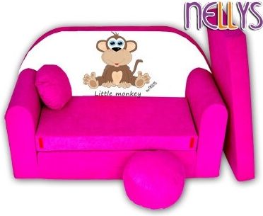 Rozkládací dětská pohovka Little Monkey Nellys - růžová - obrázek 1