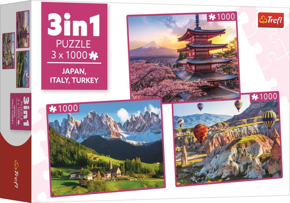 Trefl Puzzle Japonsko, Itálie, Turecko 3x1000 dílků - obrázek 1