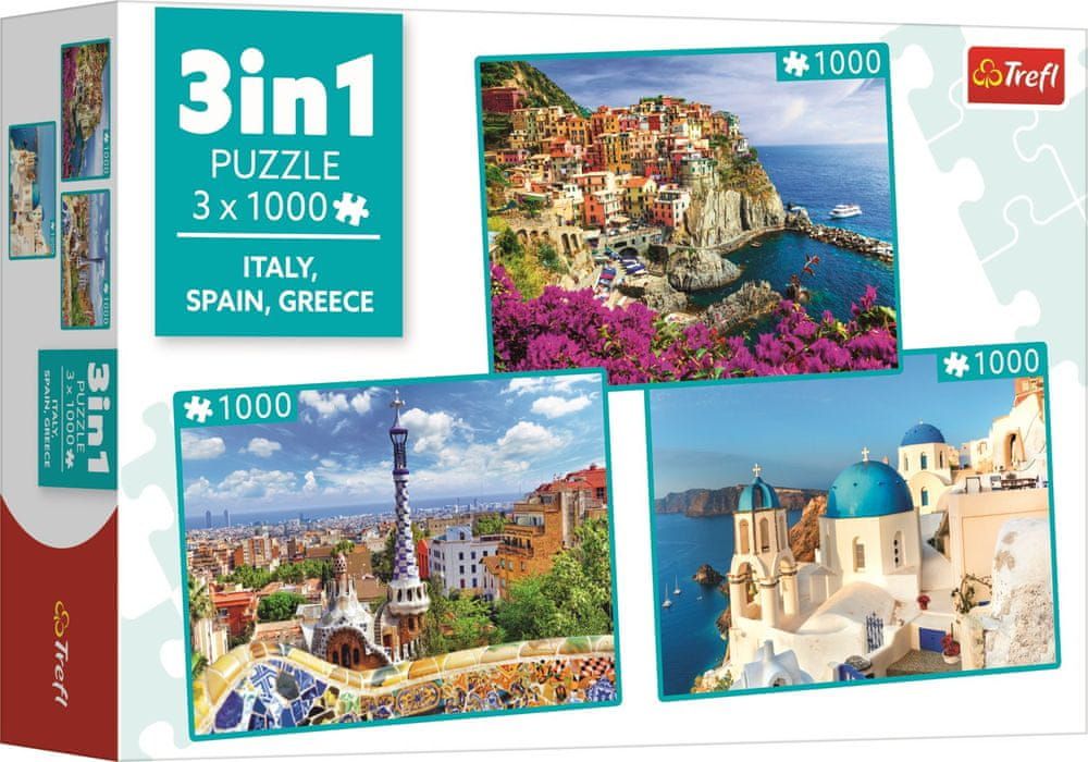 Trefl Puzzle Itálie, Španělsko, Řecko 3x1000 dílků - obrázek 1