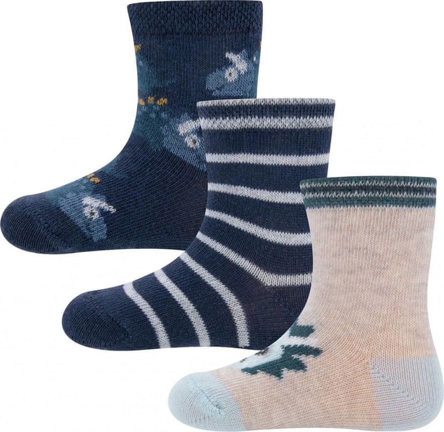 EWERS chlapecký 3pack ponožek s dinosaurem 205252 16-17 tmavě modrá - obrázek 1