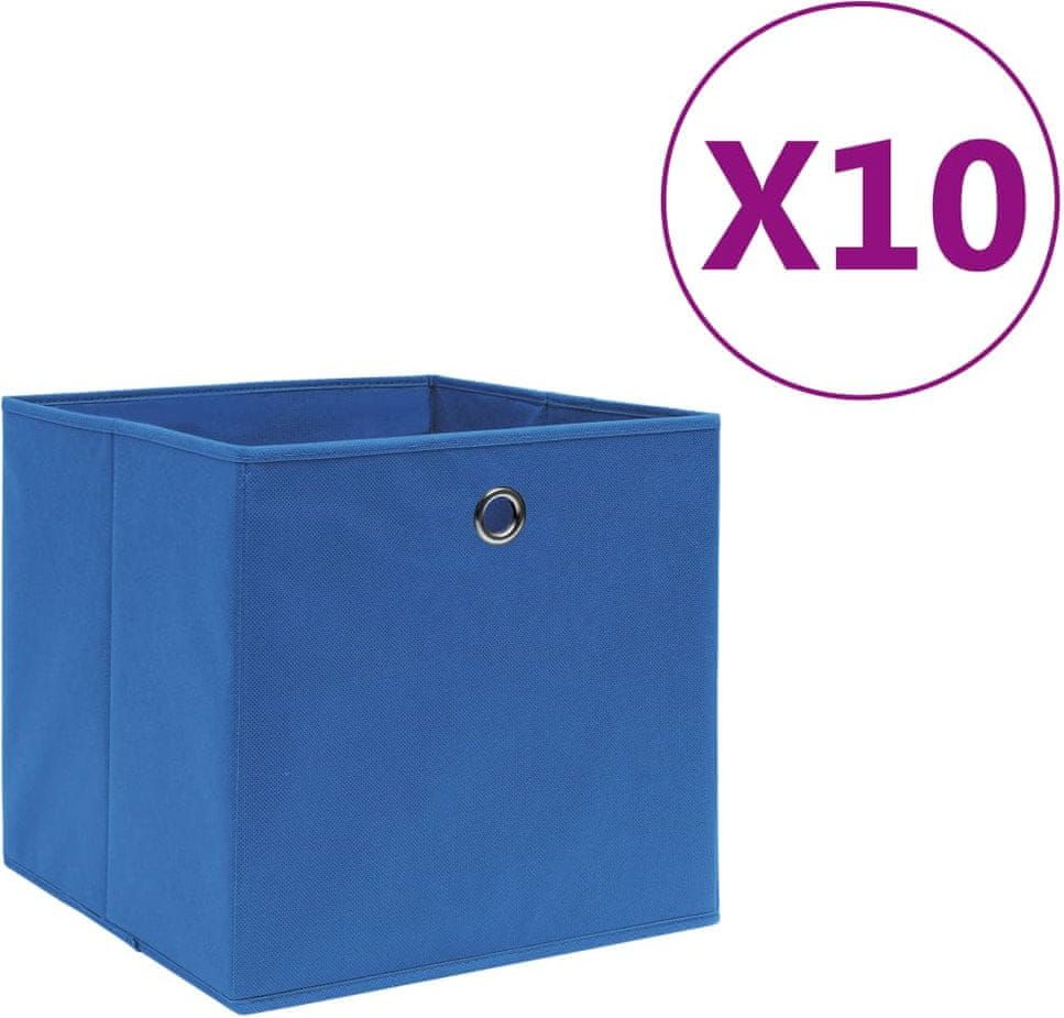 shumee Úložné boxy 10 ks netkaná textilie 28 x 28 x 28 cm modré - obrázek 1