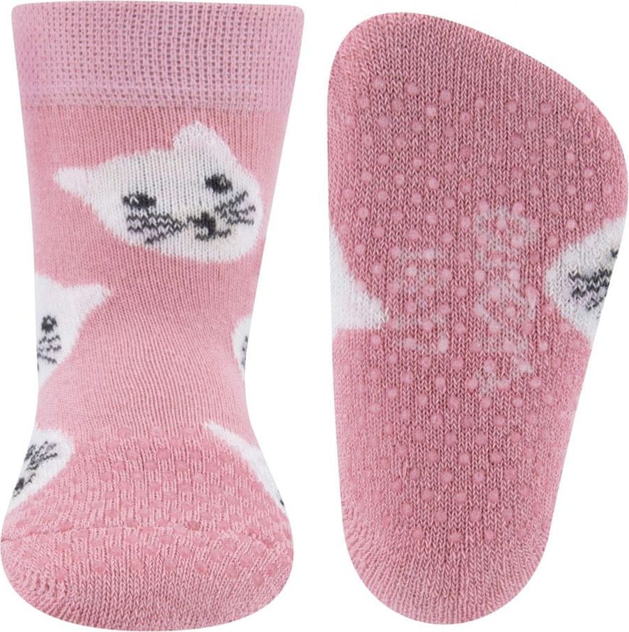 EWERS dívčí protiskluzové ponožky ABS s kočičkou 225073_1 16-17 růžová - obrázek 1