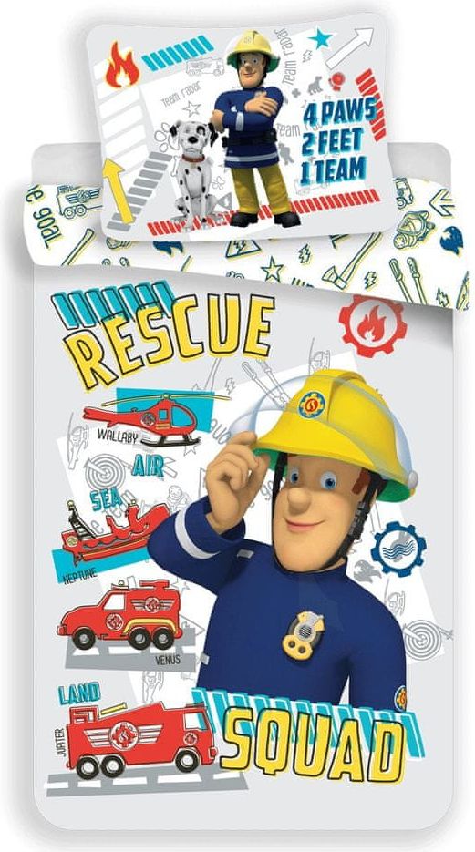 Jerry Fabrics Disney povlečení do postýlky Požárník Sam "Rescue squad" baby 100x135, 40x60 cm - obrázek 1