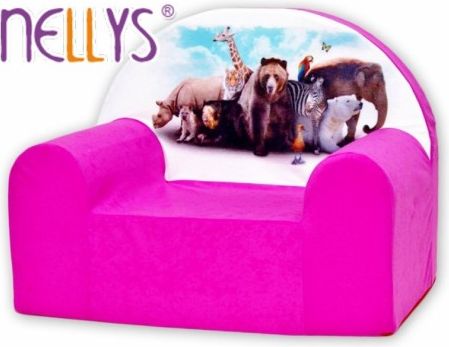 Dětské křesílko/pohovečka Nellys ® - Zvířata v růžové - obrázek 1