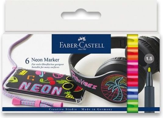 Faber-Castell Popisovače neonové souprava 6 barev - obrázek 1