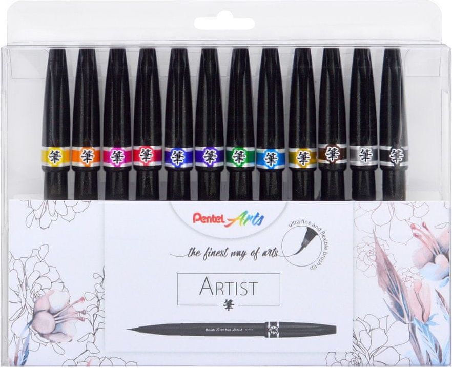Pentel Štětečky barevné Sign Pen „Artist“ v sadě 12 barev Pentel SESF30C-12 - obrázek 1