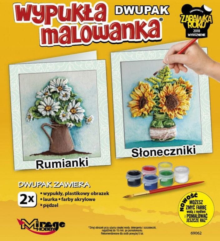 shumee Malované konvexní dvojbalení Květy heřmánku a slunečnice - obrázek 1