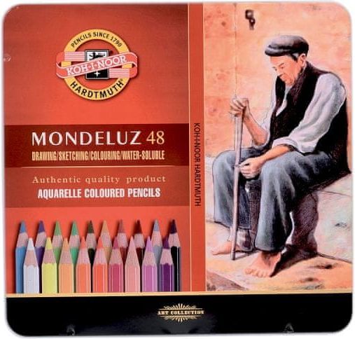 Koh-i-Noor Akvarelové pastelky Koh-i-Noor MONDELUZ 3726 sada 48 barev v plechovém obalu - obrázek 1