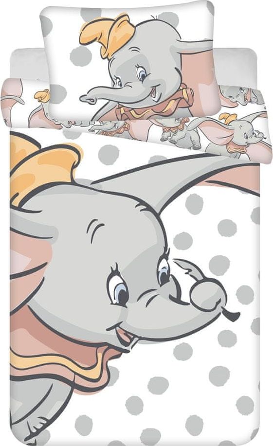 Jerry Fabrics Disney povlečení do postýlky Dumbo "Dots" baby 100x135, 40x60 cm - obrázek 1