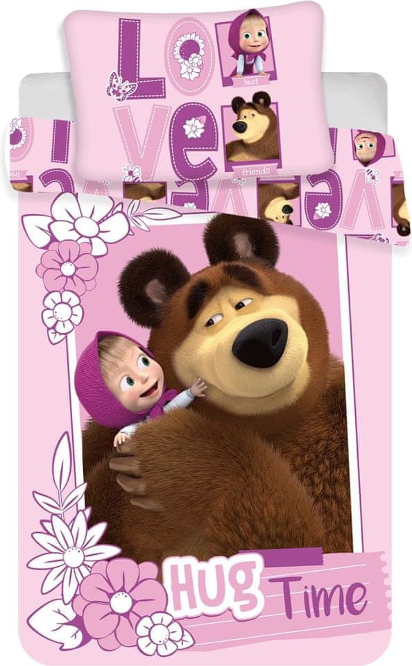 Jerry Fabrics Disney povlečení do postýlky Máša a medvěd "Love" baby 100x135, 40x60 cm - obrázek 1