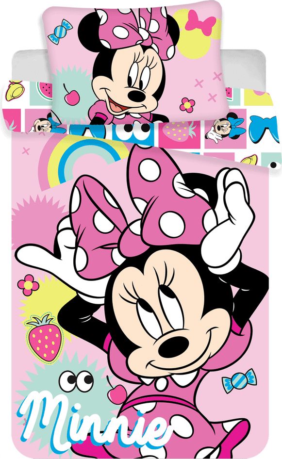 Jerry Fabrics Disney povlečení do postýlky Minnie "Pink square" baby 100x135, 40x60 cm - obrázek 1