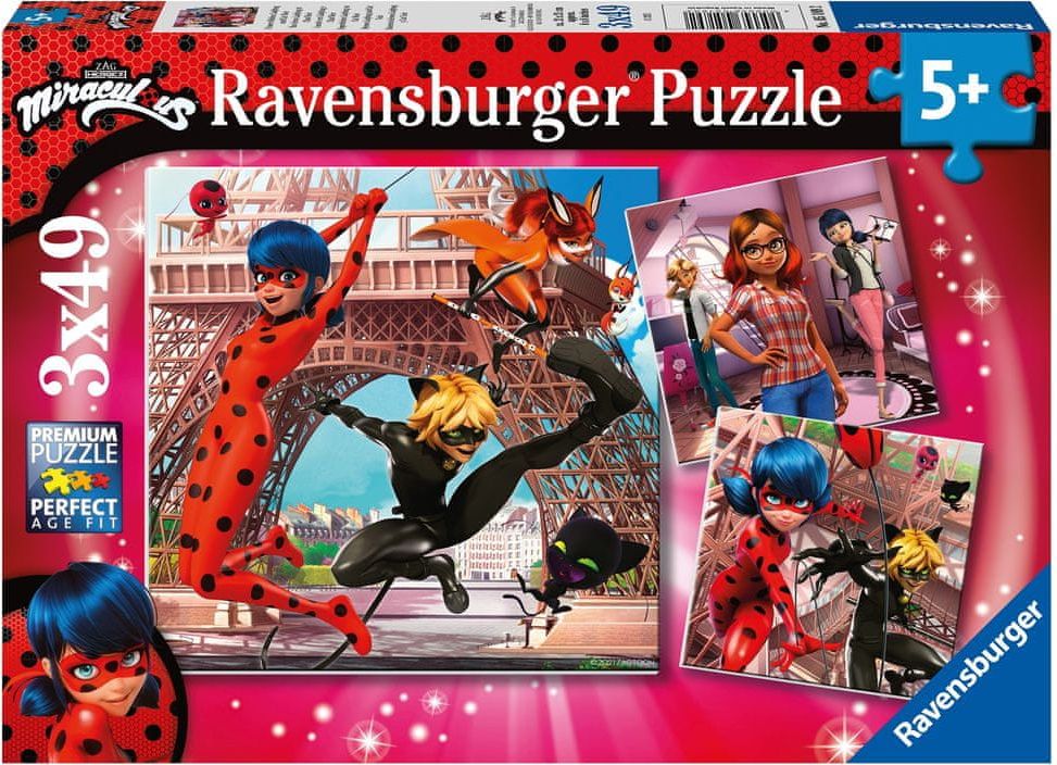 Ravensburger Puzzle Kouzelná Beruška a Černý kocour 3x49 dílků - obrázek 1