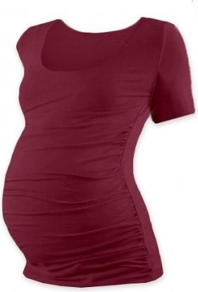 Těhotenské triko krátký rukáv JOHANKA - bordo, Velikosti těh. moda S/M - obrázek 1