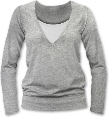 Kojící, těhotenské triko JULIE dl. rukáv - šedý melír, Velikosti těh. moda L/XL - obrázek 1