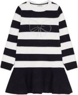 MAYORAL dívčí pletené šaty mašlička pruhy černobílá - 122 cm - obrázek 1