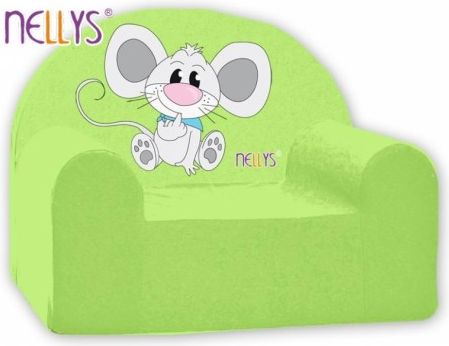 Dětské křesílko/pohovečka Nellys ® - Myška v zeleném - obrázek 1