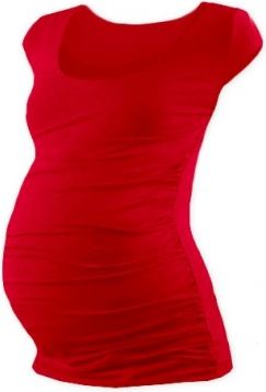 Těhotenské triko mini rukáv JOHANKA - červená, Velikosti těh. moda S/M - obrázek 1