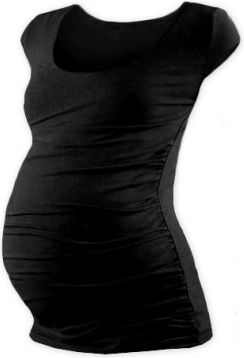Těhotenské triko mini rukáv JOHANKA - černá, Velikosti těh. moda S/M - obrázek 1