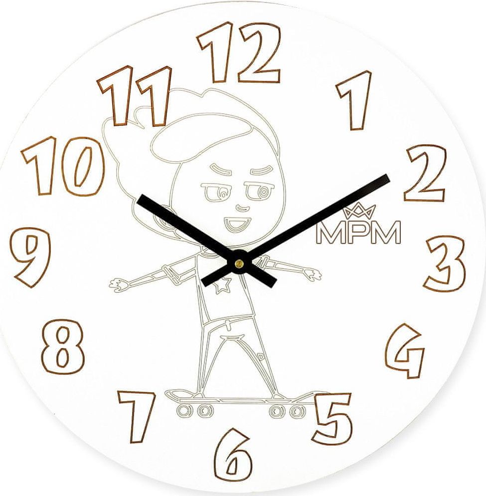 TAYDE-Originální dřevěné nástěnné hodiny MPM Tayde s dětskými motivy k DIY vybarvení. - obrázek 1