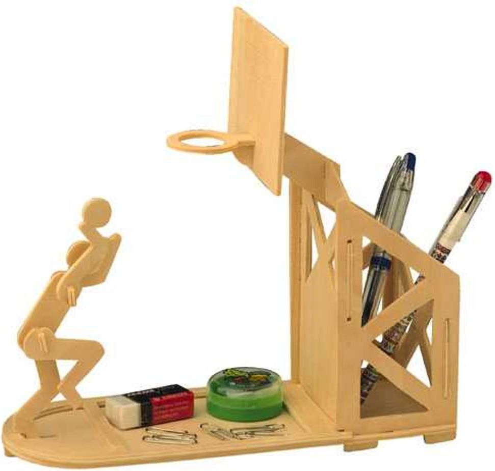 Woodcraft construction kit Woodcraft Dřevěné 3D puzzle stojánek na tužky basketbal - obrázek 1