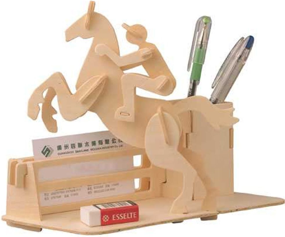 Woodcraft construction kit Woodcraft Dřevěné 3D puzzle stojánek na tužky dostihy - obrázek 1