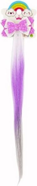 Teddies Spona do vlasů mašle třpytivá s duhovým ombré příčeskem plast/kov 8x38cm v sáčku - obrázek 2