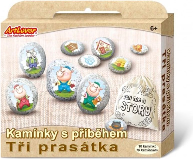 SMT Creatoys Malování na oblázky/kameny s příběhem Tři prasátka kreativní sada v krabičce 19x16x4cm - obrázek 1