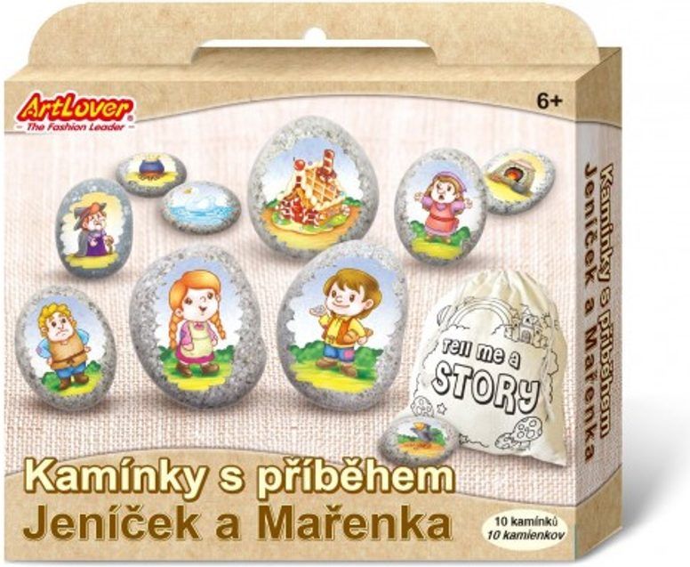 SMT Creatoys Malování na oblázky/kameny s příběhem Jeníček a Mařenka kreativní sada v krabičce 19x16x4cm - obrázek 1