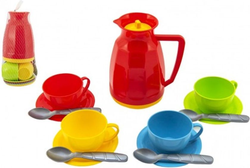 Teddies Sada nádobí na čaj plast 13ks v síťce 11x20x11cm 12m+ - obrázek 1