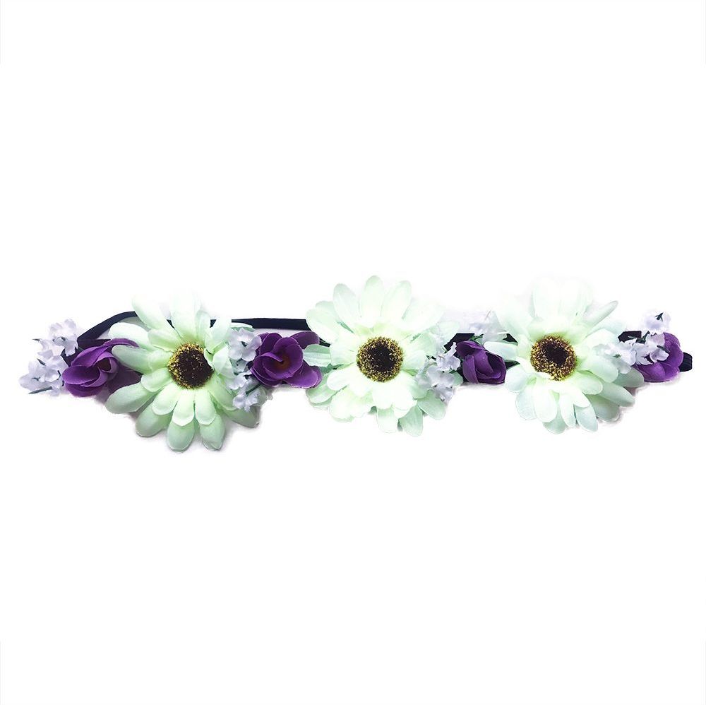 RAPPA Čelenka květina fialovo-bílá 3 větší květy - obrázek 1