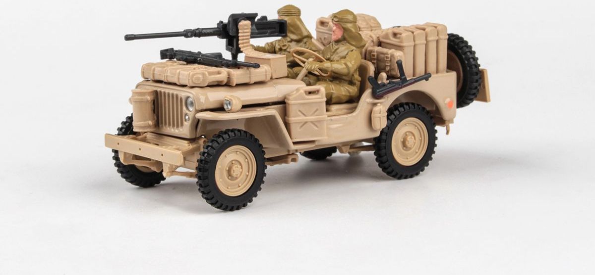 Abrex Cararama 1:43 - 1/4 Ton Military Vehicle With Gun - Sandy Yellow - obrázek 1