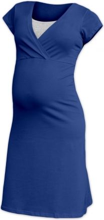 JOŽÁNEK Těhotenská, kojící noční košile EVA, krátký rukáv - tm. modrá, vel. M/L - obrázek 1