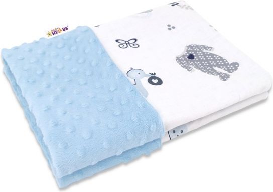 Baby Nellys Bavlněná deka s Minky 100x75cm, New Love Baby - modrá - obrázek 1