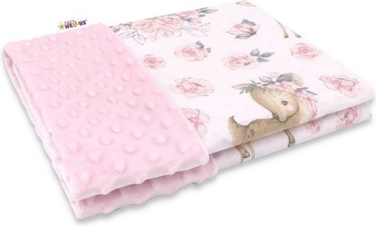 Baby Nellys Bavlněná deka s Minky 100x75cm, Srnka a růže - růžová - obrázek 1