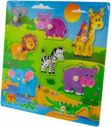 Tulimi Dřevěné zábavné puzzle vkládací - Safari velké - obrázek 1