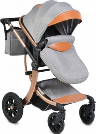 Moni Dětský kočárek Sofie kůže - šedý - obrázek 1