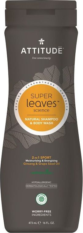 Attitude Přírodní pánský šampón a tělové mýdlo (2 v 1) Super leaves s detoxikačním účinkem - normální vlasy 473 ml - obrázek 1