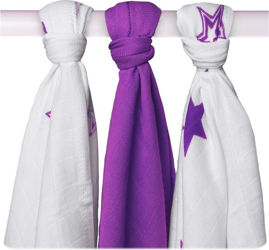 Kikko pleny Bambusová linie kolekce Stars Mix 70x70cm 3 ks Lilac 2021 - obrázek 1