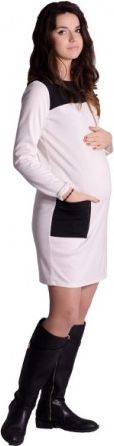 Těhotenské šaty/tunika - ecru/smetana, Velikosti těh. moda S/M - obrázek 1