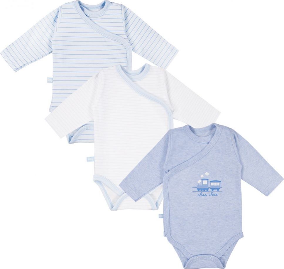 Eevi Body dlouhý rukáv Tiny set 3 ks Blue Train 50 - obrázek 1