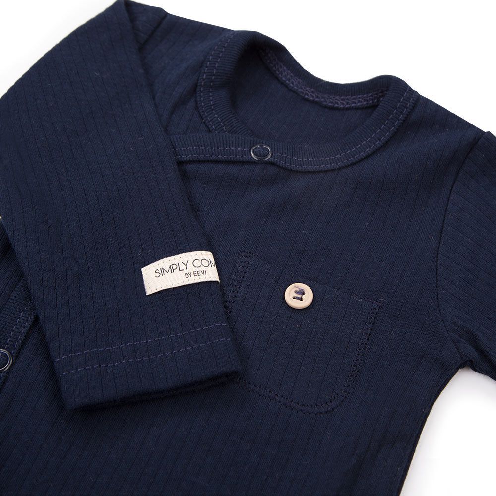 Eevi Body dlouhý rukáv s bočním zapínáním a vrchní kapsou Simply Comfy Navy Blue - obrázek 2