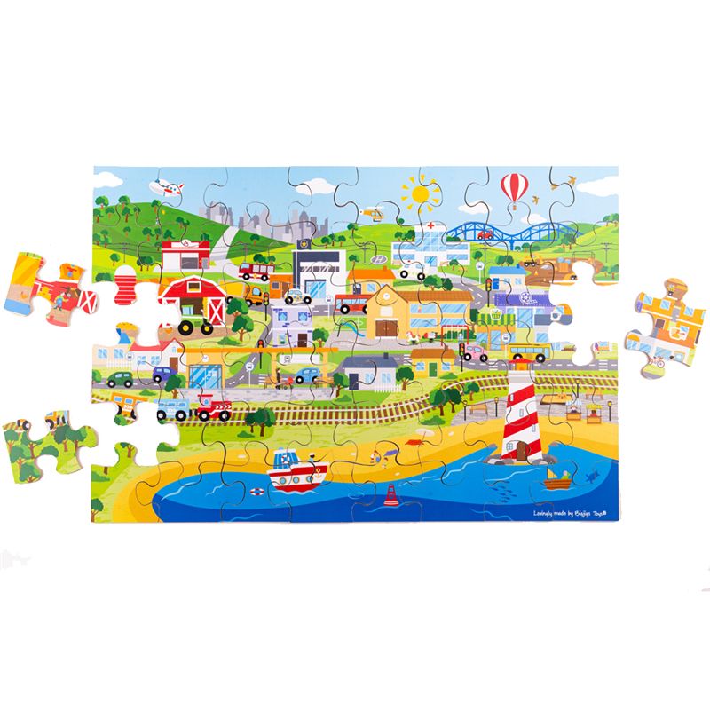 Bigjigs Toys Podlahové puzzle Město 48 dílků - obrázek 2