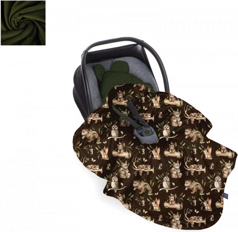 BabySteps Deka do autosedačky Happy Bear Dark - Winter Moss 2021 - obrázek 1