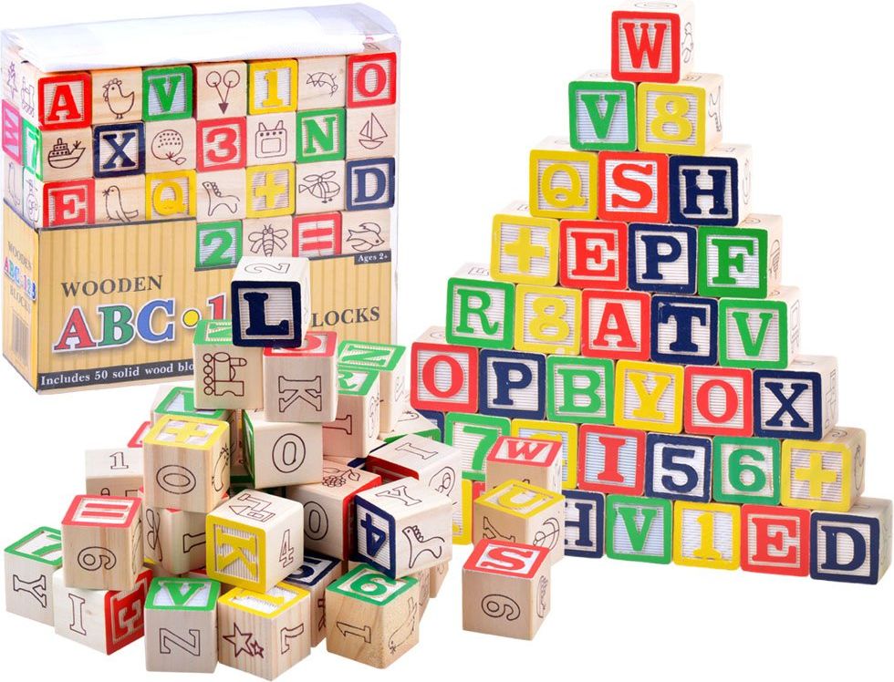 Mamido  Dřevěné kostky abeceda a číslice - obrázek 1