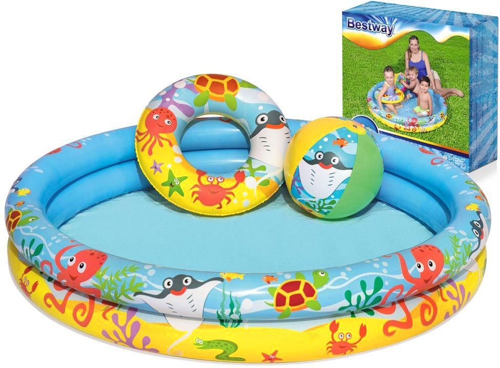 Mamido  Dětský bazén s nafukovacím kruhem a míčem - obrázek 1