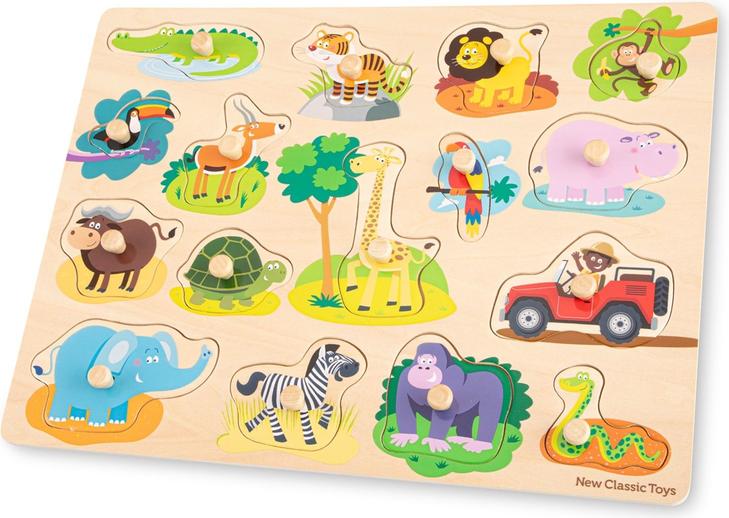 New Classic Toys Dřevěné vkládací puzzle safari 16 dílků - obrázek 1