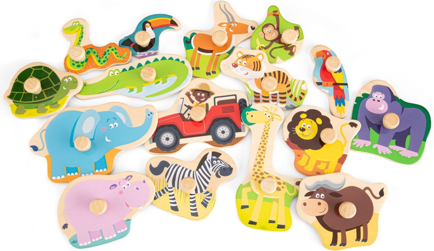 New Classic Toys Dřevěné vkládací puzzle safari 16 dílků - obrázek 3